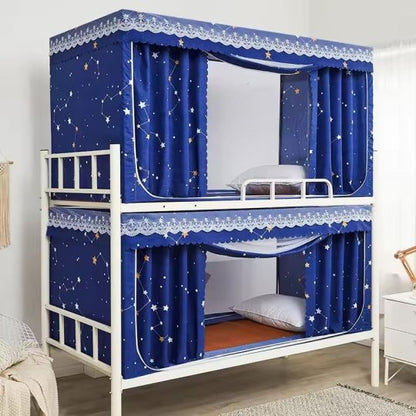 Heart-Trimmed Black Canopy Bunk Bed