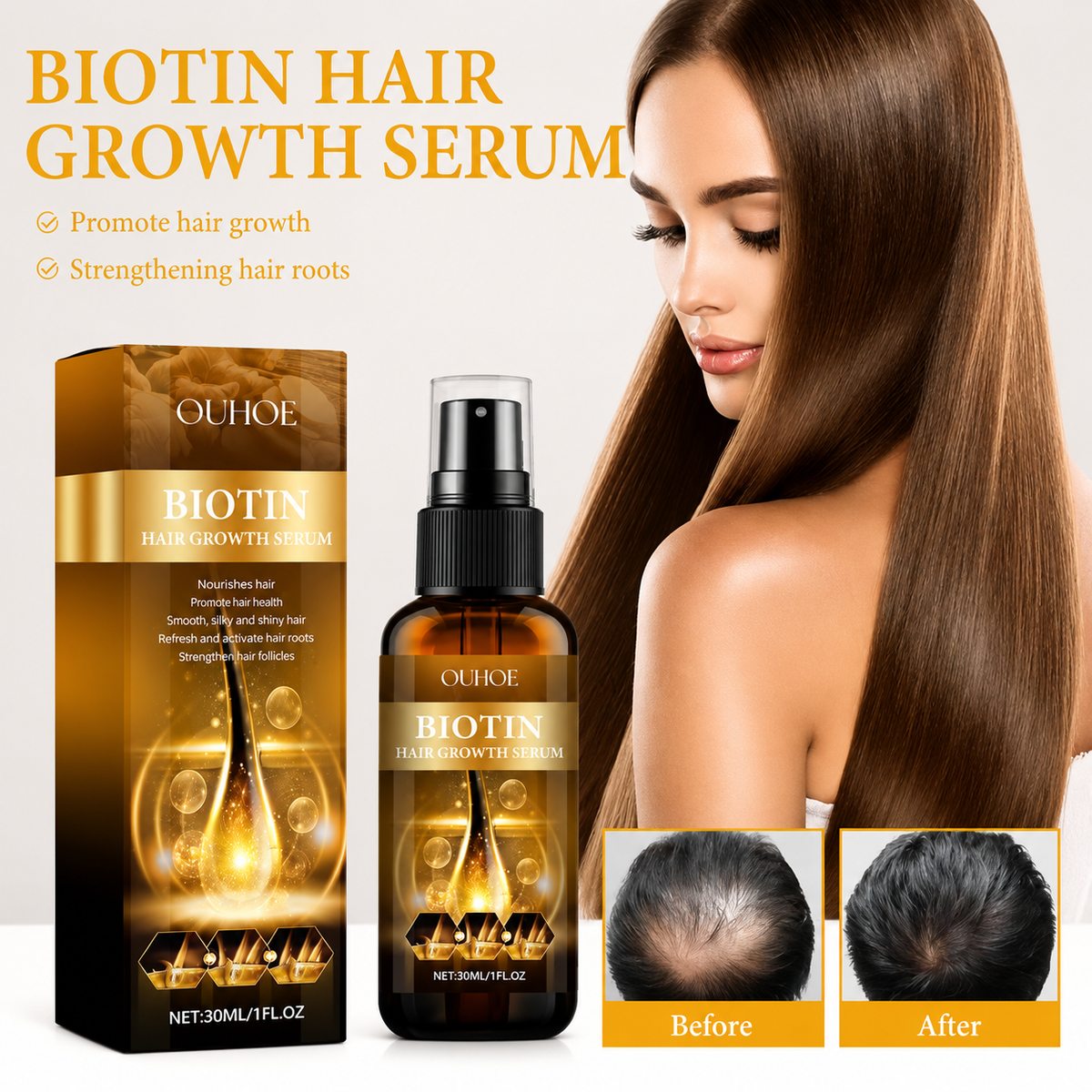 OUHOE Biotin Hair Serum, Hair Regrowth Spray
