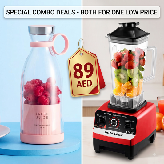 The Ultimate Blending Bundle: Silver Crest Heavy-Duty Blender + Fresh Juice Portable Mini Juicer